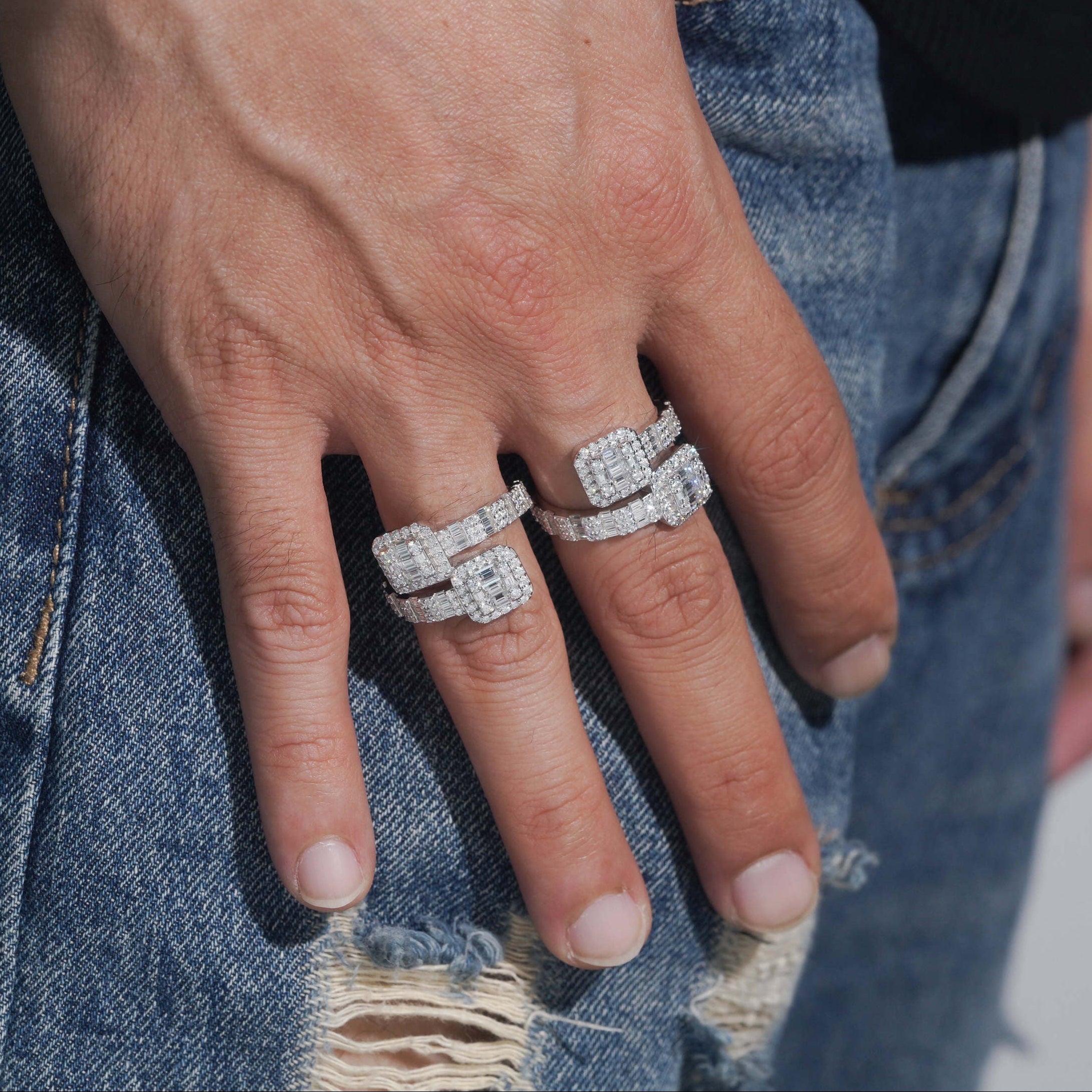 Baguette Cross Over Ring